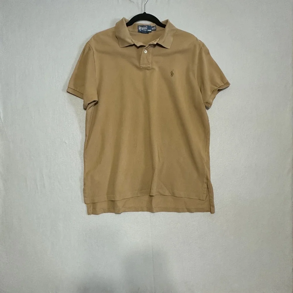 Polo Ralph Lauren Mens XL Custom Fit Short Sleeve Pique Polo‎ Shirt Tan Khaki